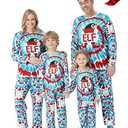 PATPAT Family Matching Christmas Pajamas, Tie Dye Elf Christmas Holiday Pjs Sets Long Sleeve Sleepwear, Kids 6-7 Years