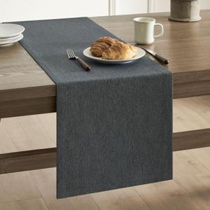 ZeeMart Basic Linen Style Table Runner, 14 x 72 Inch Charcoal, Rustic Farmhouse Grey Table Runners 72 Inches Long, Everyday Polyester Table Runner - Machine Washable & Easy Care
