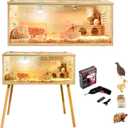 Brooder Box for Chicks,with Sliding Door,Table Legs,2 Types of Thermometer with Heat Lamp Set Suitable for Chicks/Duck/Parrot/Hamster(31.5"15.7"15.7")