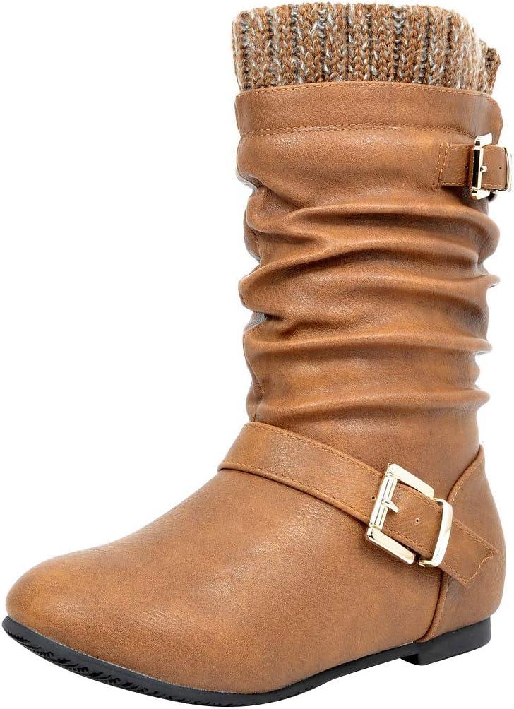 DREAM PAIRS Girl's Faux Fur Lined Knee High Winter Riding Boots(Toddler/Little Kid/Big Kid) 2 Little Kid
