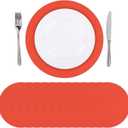 SHACOS 100 PCS Round Paper Placemats 13 inch Disposable Paper Place Mats for Dinner Wedding Birthday Party Festival Table Decoration Indoor Outdoor, Orange Red
