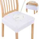 Smiry Waterproof Seat Covers for Dining Room Chairs Set of 6, Stretch Jacquard Removable Washable Chair Seat Slipcovers Protector, No Rear Covers, White