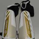 Upgraded Soccer Shin Guards for Kids Youth Adults, CE Certified AirsFish Shin Guard Sleeves Protection Gear for Boys Girls Soccer Games EVA Cushion Reduce Shocks and Injuries (Large, White+Gold)