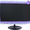 23"-26" Lovely Cute Computer Monitor Cover with Elastic Pen Pocket Bow-knot Laptop TV LCD Screen Monitor Decoration Dust Cover Protector, Purple