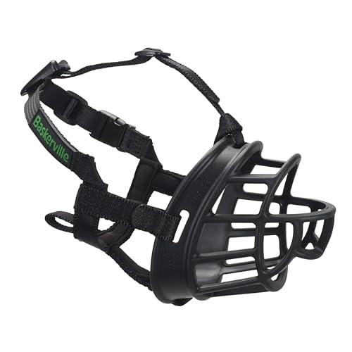 Baskerville ULTRA Muzzle - Patented Humane Design, Breathable, Dog can Pant and Drink, Adjustable, Padded, Dog Training Muzzle for Large Dogs, Prevents Biting, Wildlife Scavenging (Size 5, Black)