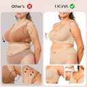 OEAK Womens Deep V Bras Wireless Comfortable Bra Supportive No Underwire Bras Tshirt Push Up Bralettes Plunge Seamless Bra (Beige, XS)