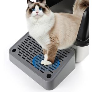 Litter Box Step, Cat Step/Ramp/Catcher with Filter Function, Easy to Clean, Ideal for Kitten & Elderly Cats (Dark Grey)