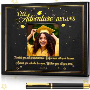 Geyoga 2026 Graduation Guest Book with Pen Class of 2026 Graduation Guest Sign in Book Senior Memory Scrapbook for Seniors Night Gifts College Party Gifts, 6 x 8 Inch(Congratulations,Black)