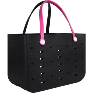 PoVwlty Rubber Beach Bag for Men & Women, Water-resistant Travel Tote Bag for the Beach Boat Pool