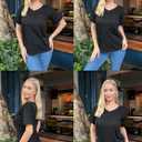 Aranmei 3 Pack Womens T Shirts Short Sleeve V Neck Pocket Basic Tees Summer Casual Loose Fit Tops S-XXL (S)