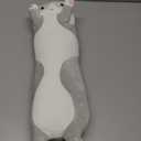 Cute Cat Plush Long Body Pillow  Soft Cartoon Stuffed Animal Doll, Kawaii Cat Plushie Valentines Day Gifts for Kids, Girls & Girlfriend (Gray, 19.7 Inch)