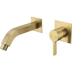 Dalang Wall Mount Faucet Brushed Gold Bathroom Sink Faucet,Single Handle and Valve Body