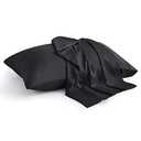 BEDELITE Pillow Cases Queen Size Set of 2, Rayon Derived from Bamboo, Cooling Pillow Cases for Hot Sleepers & Night Sweats, Breathable and Silky Soft Envelope Pillowcases(Black, 20"x30")