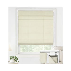 LazBlinds No Drill Roman Shades for Windows, Cordless Light Filtering Window Shades with UV Protection, Polyester Fabric for Bedroom & Living Room, 39" W x 64" H, Cream