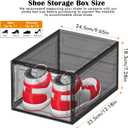 ARSTPEOE 12 Pack Upgrade Harder Shoe Organizer, Shoe Storage with Magnetic Front Door, Clear Shoe Boxes Foldable Space-Saving Shoe Rack for Sneaker Boot Container, Black