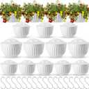 Zubebe 16 Pcs Resin Wall Hanging Planters White Hanging Flower Pots with Drainage Hole Fence Planters for Indoor Outdoor Plant Balcony Railing Decor, (8.07 x 6.69 x 4.92'', 9.65 x 8.27 x 5.91'')