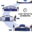 CAMPROS CP Tent 8 Person Camping Tents, Weather Resistant Family Tent, 5 Large Mesh Windows, Double Layer, Divided Curtain for Separated Room, Portable with Carry Bag