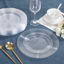 FLOWERCAT 100PCS Clear Plastic Plates - Heavy Duty Plastic Plates Disposable -Straw hat plate for Christmas party &Wedding & New Year - Serve for 50guests party(10inch & 7inch)(Clear)