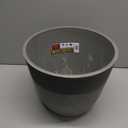 PSW Pot Collection 12-inch Plastic/Stone/Wood Composite Large Ribbed Planter  No Drainage Hole (Drillable), Indoor/Outer Garden Pot for Foliage, Trees, Flowers, Ferns, Cement Gray