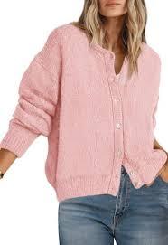 Libsorge Womens Lightweight Cardigan Sweaters For Women Fall Winter Spring 2025 Trendy Outfits Cute Sheer Knit Oversized Button Front Dressy Casual Lightweight Long Sleeve Cardigans Sweater Pink S