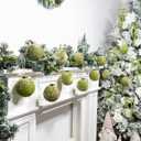 3.15 Inch Velvet Christmas Tree Ornaments12 Pcs Christmas Balls Bulk Set with Golden Hand-Painted PatternPlastic Shatterproof Xmas Hanging Ornaments Decorations for Tree Garland(Olive Green)