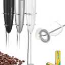 SIMPLETASTE Milk Frother Handheld Battery Operated Electric Foam Maker, Drink Mixer with Stainless Steel Whisk and Stand for Cappuccino, Bulletproof Coffee, Latte (White)