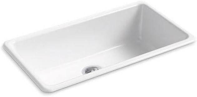 KOHLER Iron/Tones 33" Top-/Undermount Kitchen Sink, Single Bowl Kitchen Sinks, K-5707-0, White