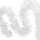 Allgala White Tinsel Garland, 50 Feet Christmas Metallic Foil Tinsel Garland Decoration for Holiday Tree Walll Rail Home Office Event Fall Thanksgiving Decoration