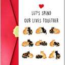 3 x Romantic Valentines Day Card for Cat Lover Him Her, Sweet Cat Valentines Day Card with Red Envelope and Sticker for Husband Wife Spouse, Let's Spend Our Lives Together (#047)