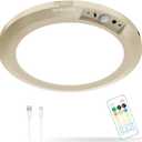 Battery Operated LED Celling Lights Fixture with Auto Motion Sensor, Smart Body Sensor Ceiling-mounted Lamps with 3 Colors/Brightness, Motion Detection Magnetic Celling Lights for Closet Shower-Gold