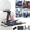 Large Car Desk for Laptop | Steering Wheel Tray Table | Foldable Back Headrest Seat Eating Food Trays with Drinks Cupholder Phone Tablet Holder for Kids | Car Travel Essentials for Long Trips