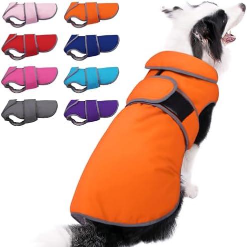 MIGOHI Warm Dog Coat Winter Dog Jacket,Waterproof Cold Weather Coats for Dogs,Fleece Jacket for Small Medium Large Dogs,Reflective Thick Fleece Vest with Leash Hole, Size Large