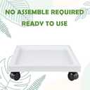 14.2 Inch Square Rolling Plant Caddy Saucer with Wheels, Heavy Duty Wheeled Planter Stand for Potted Plant, Coaster Roller Base Tray with Casters, Flower Pot Dolly Holder for Indoor Outdoor