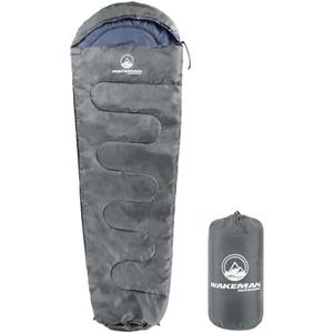 Mummy Sleeping Bag - Adult Cold Weather Sleeping Bag Rated to 25°F - Waterproof with Drawstring Hood - Camping Equipment by Wakeman Outdoors (Gray)