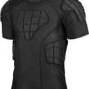 surlim Padded Football Shirt Padded Compression Shirt Football Rib Protectors Undershirt Padded for Rugby Lacrosse Baseball (2X-Large, Black)