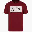 Armani Exchange Men's Crew Neck Logo Tee T Shirt Grid Logo (Red, L)