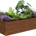 SnugNiture Galvanized Raised Garden Bed 8x4x2FT Outdoor Large Metal Planter Box Steel Kit for Planting Vegetables, Flowers (Brown)