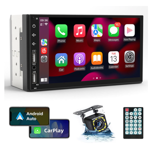 Leadfan Double Din Car Stereo Radio Support Apple Carplay&Android Auto, 7inch HD Touchscreen Double Din Radio with Bluetooth, Car Audio Receivers, Camera, MirrorLink, FM Radio, 2 USB/TF/AUX/Subwoofer