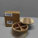 Acacia Wood Salt and Pepper Bowl, Nature Wood Salt Cellar and Spices Storage Box With Built-in Spoon and Magnetic Swivel Lid (Two Compartments 12 oz)