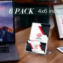 Crtiin 6 Pcs Acrylic Slanted Sign Holder with Business Card Holders Clear Display Stand Flyer Stand with Gift Card Holder for Office Table Advertisement Brochure (4 x 6 Inch,Side Insert)