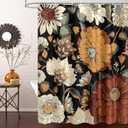 MitoVilla Boho Floral Shower Curtain, Tropical Leaves Fabric Cloth Shower Curtains for Chic Modern Bathroom Decor, Mid-Century Abstract Colorful Flower Shower Curtain, 72x72