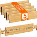 Lifewit 16-22" L x 4" H Drawer Dividers Bamboo 5 Pack, Adjustable Drawer Organizers for Clothes, Expandable Dresser Separators in Bedroom/Bathroom/Kitchen/Fridge/Office Organization and Storage