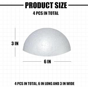 Styrofoam Half Balls 6 Inch,4PC Large White Half Foam Balls for Crafts, DIY Craft Giant Foam Balls for Home and School,Smooth Solid Round Balls (Half styrofoam-6in-4pc)