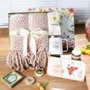 Valentines Day Gifts for Her - Spa Gift Box with Candle, Cozy Blanket, Tumbler & Bracelet - Romantic Self Care Package for Wife, Girlfriend - Birthday, Thinking of You (Taupe)