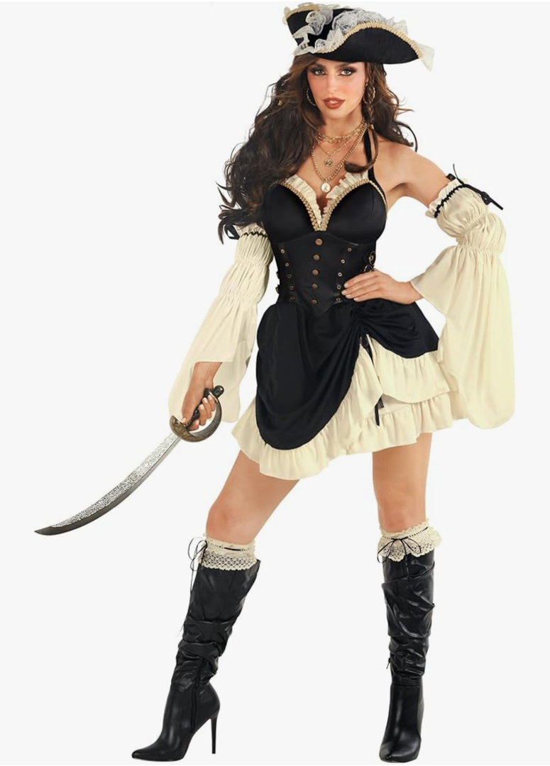 Morph Womens Pirate Costume Adult Pirate Dress Womens Pirates Outfit for Halloween Ladies Costume Medium