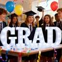 Pooqla Graduation Decorations, Marquee Letters GRAD for 2026 Graduation Decorations, High School Senior College Classroom Class of 2026 Gift Graduation Party Decoration, Cool White