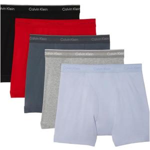Calvin Klein Men's Cotton Classics 5-Pack Boxer Brief (Large, Black, Turbulence, Adrenaline Rush, Grey Heather, Casual Blue)