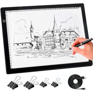 comzler A4 LED Light Board, 3 Level Dimmable Brightness USB Power Artcraft Light Table for Tracing, Light Drawing Sketch Pad for Animation, Sketching, Drawing, Stenciling, Artists - Black