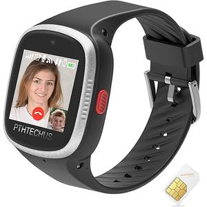 PTHTECHUS 4G Smartwatch Phone for Children - Kids Smart Watch with WiFi, Dail, Voice Messages & Video Calls, GPS Location, Students School Mode, SOS, Camera and Pedometer for Boys Girl Present