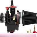 PWK21 Carburetor Kit with Air Filter Intake Manifold Carb Jets,for 2t/4t 50cc-100cc Dirt Bike Motocross Motorcycle Scooter ATV Quad Go Kart (Black, 21mm)